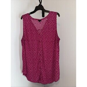 Torrid Woman Pink Star Crepe Button Down Sleeveless Tank Top Size 3 Chest 46"